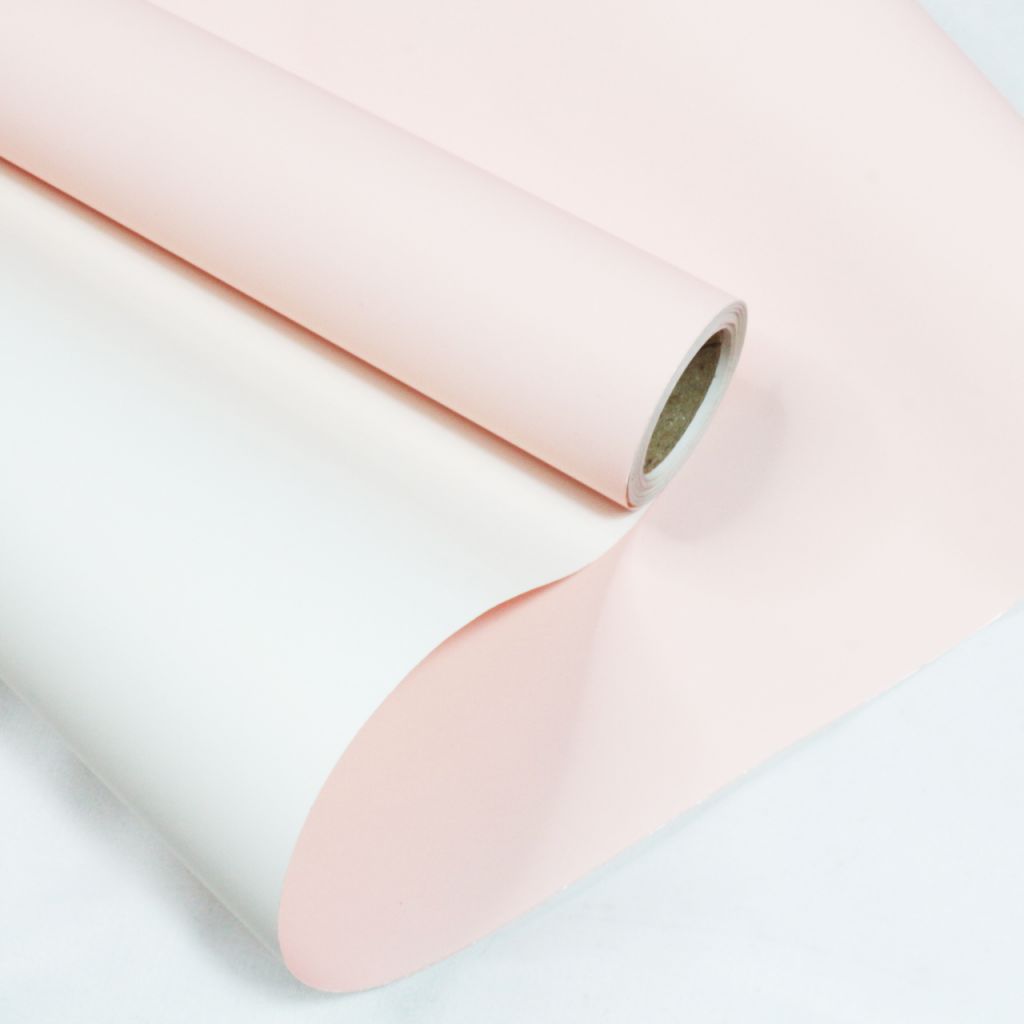 Пленка в рулоне матовая 58 см х 10 м, розовый/белый, Z11-2А