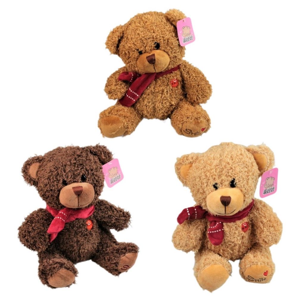 Мягкая игрушка Медведь с красным шарфиком, h23 см, Z16-2