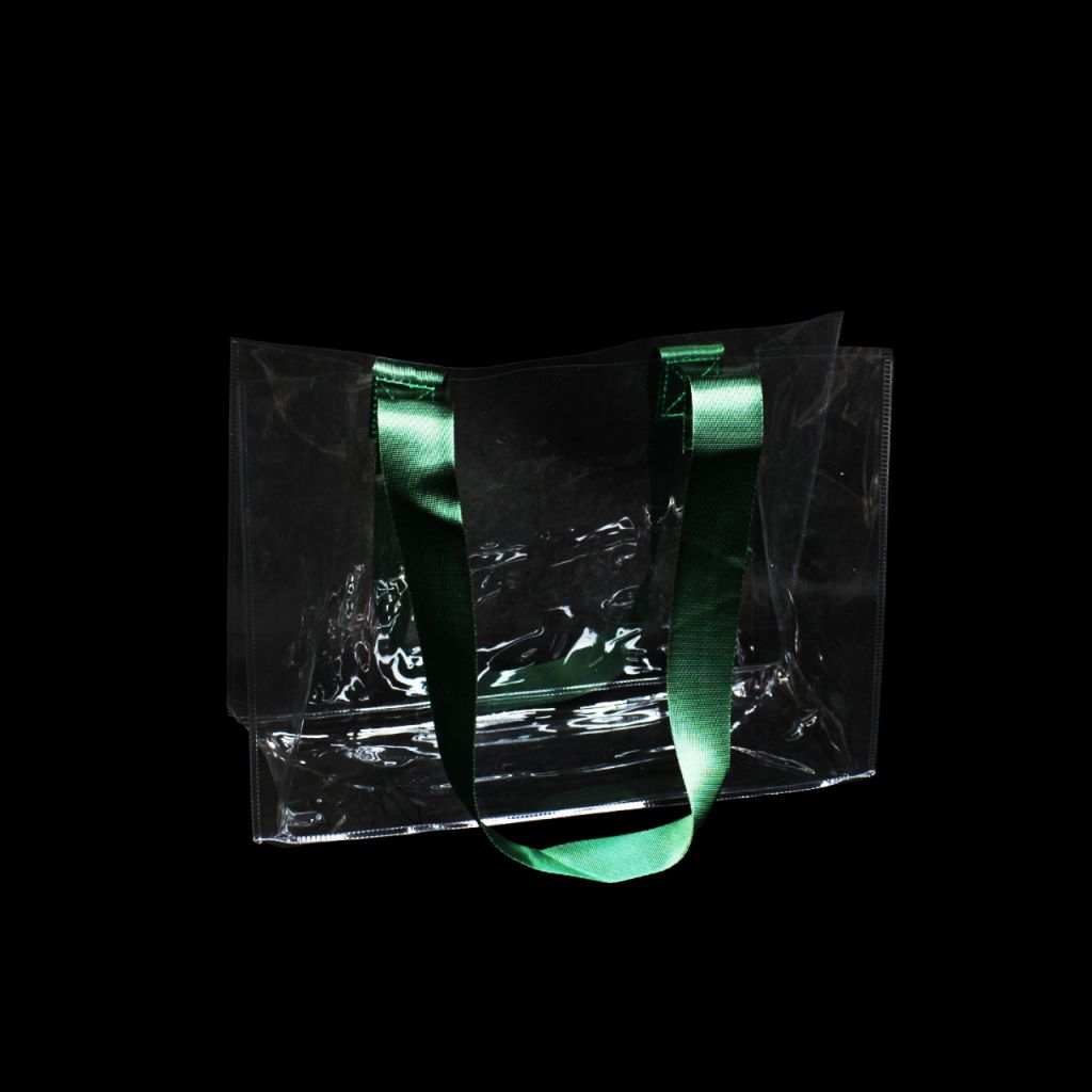 Флористическая сумка прозрачная с текстильными ручками, h20 х 30 х 15 см, пластик, Z51-3