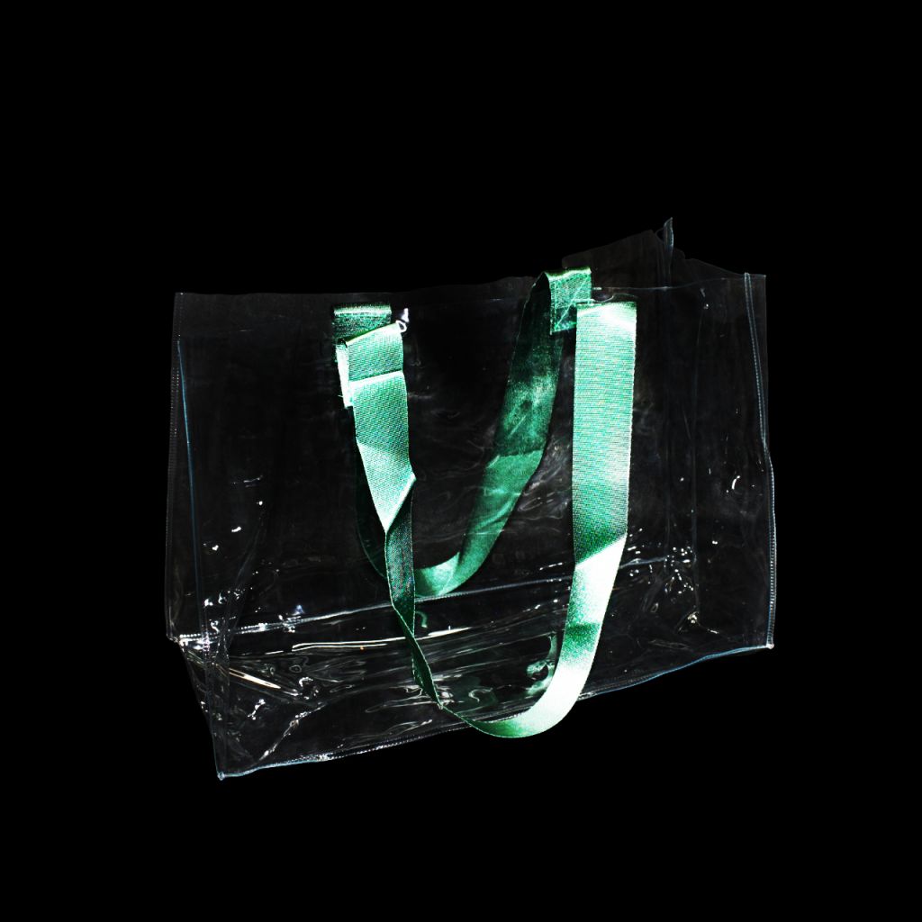 Флористическая сумка прозрачная с текстильными ручками, h25 х 35 х 15 см, пластик, Z51-4