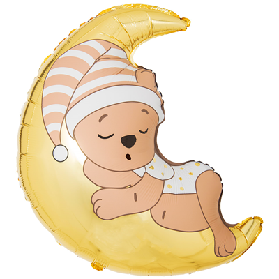 Шар фольгированный ФИГУРА Мишка спящий на луне 32" Шар фольгированный ФИГУРА Мишка спящий на луне 32"