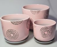 Набор горшков для цветов Карамель розовый бук 3 шт, керамика - вид 1 миниатюра