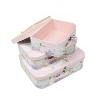 Коробка чемодан Цветы, набор из 3 шт, розовый, Z32-4 - вид 1 миниатюра