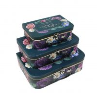 Коробка чемодан Цветы, набор из 3 шт, грозовое облако, Z32-4 - вид 1 миниатюра