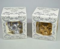 Елочное украшение Череп золото/серебро 11 х 6 см, поликерамика - вид 1 миниатюра
