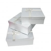 Коробка квадратная с атласным бантом Металлик, набор из 3 шт, Z39-26 - вид 2 миниатюра