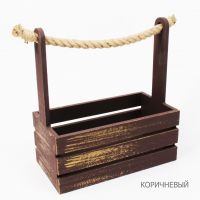 Ящик деревянный с канатной ручкой, 25,5 х 13 х 11(27) см, №20 - вид 3 миниатюра