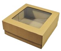 Коробка с крышкой окном 15 х 15 х 6 см, крафт, К6 - вид 1 миниатюра