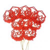 Топпер Love в рамке с цветами, 11.5 х 30 см, красный - вид 1 миниатюра