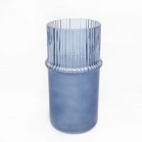 Ваза стеклянная Комби d12 х h25 см, прозрачный/матовый синий, Z24-8 - вид 1 миниатюра