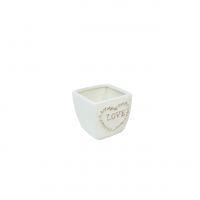 Кашпо керамическое LOVE h8 х 8 х 8 см, белый, Z52-63 - вид 1 миниатюра