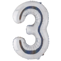 Шар фольгированный Цифра 40"/102 см, Silver блеск - вид 6 миниатюра