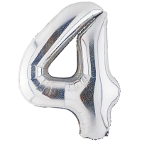 Шар фольгированный Цифра 40"/102 см, Silver блеск - вид 8 миниатюра