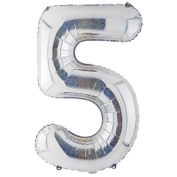 Шар фольгированный Цифра 40"/102 см, Silver блеск - вид 10 миниатюра