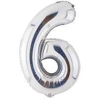 Шар фольгированный Цифра 40"/102 см, Silver блеск - вид 12 миниатюра