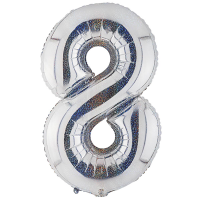 Шар фольгированный Цифра 40"/102 см, Silver блеск - вид 16 миниатюра