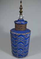 Ваза с крышкой керамическая интерьерная Индиго, 34 см, W24-13 - вид 2 миниатюра
