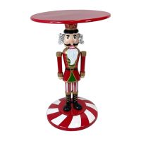 Стол металлический Щелкунчик h75 х d50 см, красный/белый, FA42-30 - вид 1 миниатюра