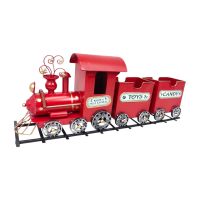 Фигура декоративная Поезд новогодний h24 х 74 х 13 см, металл, красный, FA42-33 - вид 1 миниатюра