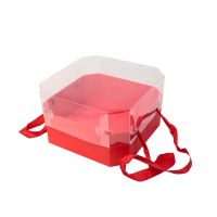 Коробка восьмиугольная с прозрачной крышкой 29 х 29 х 17 см, красный, Z25-3 - вид 1 миниатюра