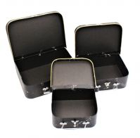 Коробка чемодан Мрамор, набор из 3 шт, черный, Z3-17 - вид 2 миниатюра