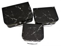 Коробка чемодан Мрамор, набор из 3 шт, черный, Z3-17 - вид 1 миниатюра