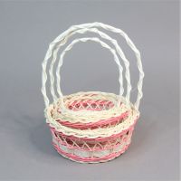 Набор корзин из 3 шт, ротанг, белый+розовый, 01-146 - вид 1 миниатюра