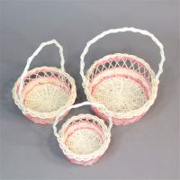 Набор корзин из 3 шт, ротанг, белый+розовый, 01-146 - вид 2 миниатюра