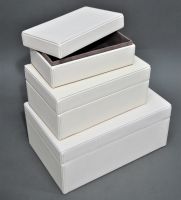 Коробка интерьерная прямоугольная, набор из 3 шт, молочный, W20-2 - вид 1 миниатюра