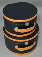 Коробка интерьерная овальная, набор из 2 шт, черный с оранжевым, W20-4 - вид 1 миниатюра