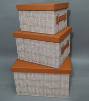 Коробка интерьерная прямоугольная Клетка, набор из 3 шт, W20-13 - вид 1 миниатюра