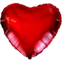 Шар фольгированный Сердце 18", красный сатин/металлик - вид 1 миниатюра