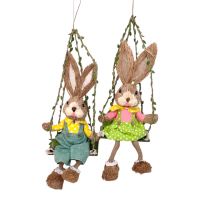 Декоративная фигурка на подвесе Кролик на качелях h35(45) см, FA35-7 - вид 1 миниатюра