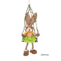 Декоративная фигурка на подвесе Кролик на качелях h35(45) см, FA35-7 - вид 1 миниатюра