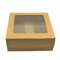 Коробка с крышкой окном 20 х 20 х 8 см, крафт, К1 - вид 1 миниатюра