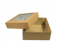 Коробка с крышкой окном 20 х 20 х 8 см, крафт, К1 - вид 2 миниатюра
