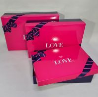 Коробка прямоугольная Love, набор из 3 шт, малиновый, W90-2 - вид 2 миниатюра