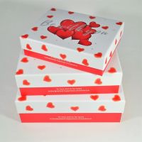 Коробка прямоугольная Be with you, набор из 3 шт, красный, W90-5 - вид 1 миниатюра