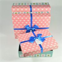 Коробка прямоугольная с бантом, набор из 3 шт, розовый, W90-5 - вид 3 миниатюра