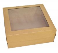 Коробка с крышкой окном, 30 х 30 х 14 см, крафт, К17 - вид 1 миниатюра