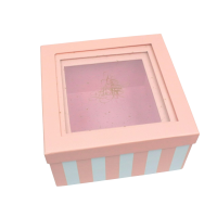 Коробка квадратная с крышкой окном Love you, набор из 3 шт, розовый/белый, Z3-42 - вид 2 миниатюра
