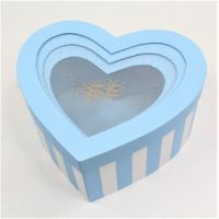 Коробка сердце с крышкой окном Love you, набор из 3 шт, голубой/белый, Z3-43 - вид 2 миниатюра