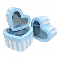Коробка сердце с крышкой окном Love you, набор из 3 шт, голубой/белый, Z3-43 - вид 1 миниатюра
