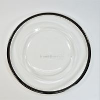 Тарелка стеклянная d32 см, прозрачная с серебряной каймой, М80-1 - вид 1 миниатюра