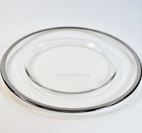 Тарелка стеклянная d32 см, прозрачная с серебряной каймой, М80-1 - вид 1 миниатюра