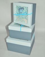 Коробка квадратная 3D Кошка, набор из 3 шт, серый, W92-4 - вид 2 миниатюра