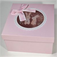 Коробка квадратная с прозрачной крышкой Кролики, набор из 3 шт, розовый, W92-5 - вид 1 миниатюра