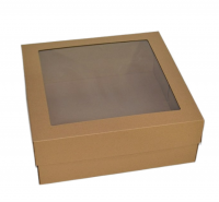 Коробка для новогоднего венка с прозрачным окном, 40 х 40 х 15 см, крафт, К3 - вид 1 миниатюра