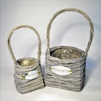 Набор корзин из ротанга, 2 шт, серый, Р88-12 - вид 1 миниатюра