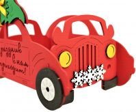 Кашпо Новогодний автомобиль, 23 х 13 х 14,5 см, МДФ, красный/желтый - вид 2 миниатюра